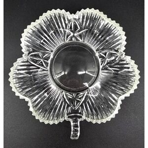 Vintage Federal Glass Dish 6" Irish Clover Shamrock‎ Candy Trinkets Serve 40s